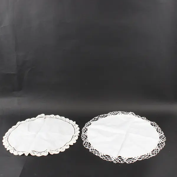 Lot of 2 White Linen Lace Doilies 13.5 Inch Round