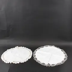 Lot of 2 White Linen Lace Doilies 13.5 Inch Round