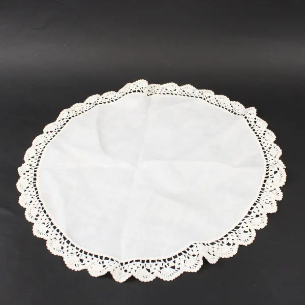 Lot of 2 White Linen Lace Doilies 13.5 Inch Round