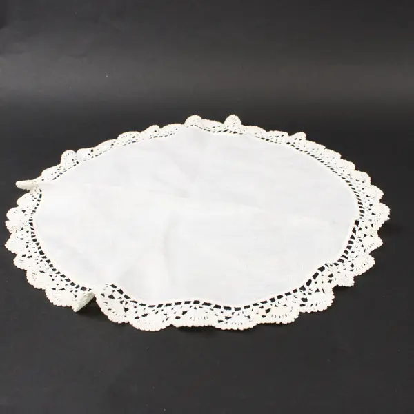 Lot of 2 White Linen Lace Doilies 13.5 Inch Round