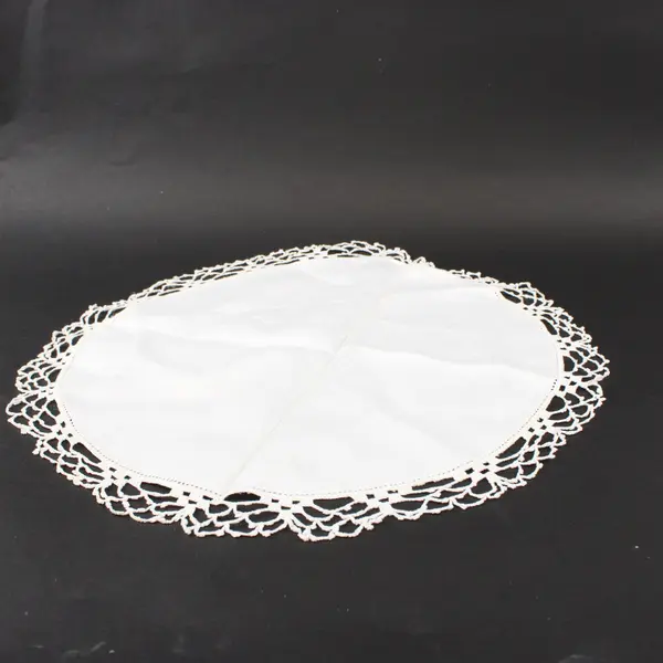 Lot of 2 White Linen Lace Doilies 13.5 Inch Round