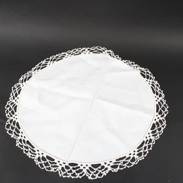 Lot of 2 White Linen Lace Doilies 13.5 Inch Round