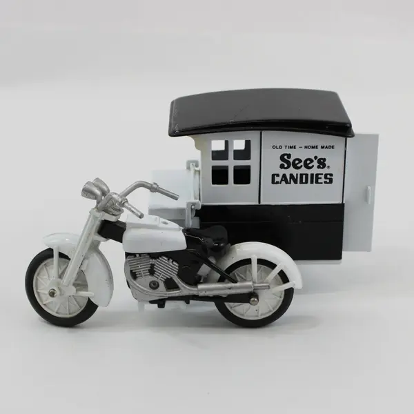 1991 See's Candies Harley Delivery Motorcycle w/ Sidecar Diecast Toy