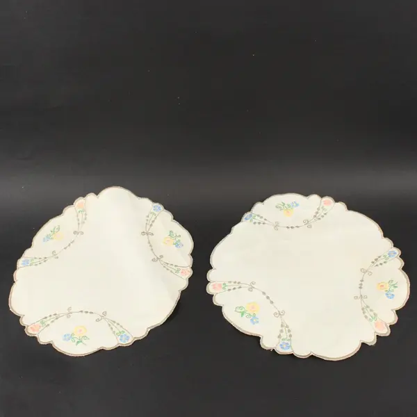 Lot of 5 White Embroidered Cutwork Lace Doilies Assorted Designs