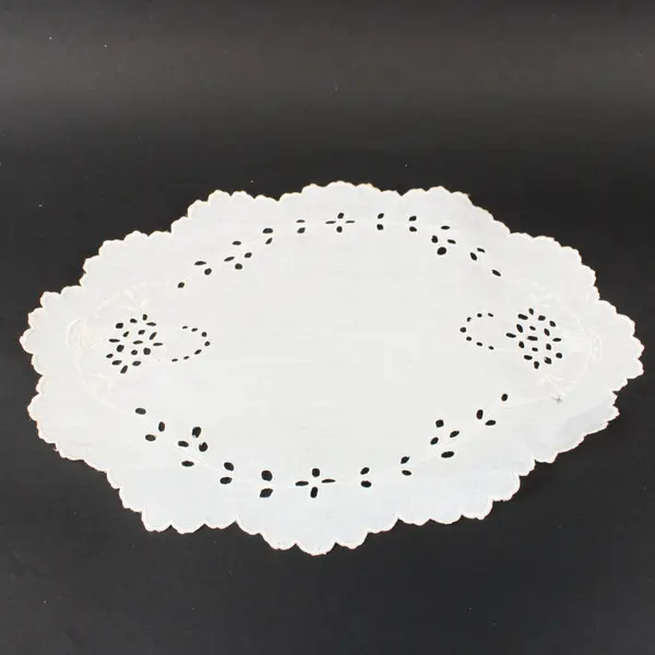 Lot of 5 White Embroidered Cutwork Lace Doilies Assorted Designs