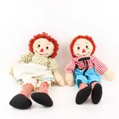 Raggedy Ann & Andy Cloth Dolls 25 Inch Red Checkered Outfit