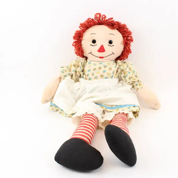 Raggedy Ann & Andy Cloth Dolls 25 Inch Red Checkered Outfit