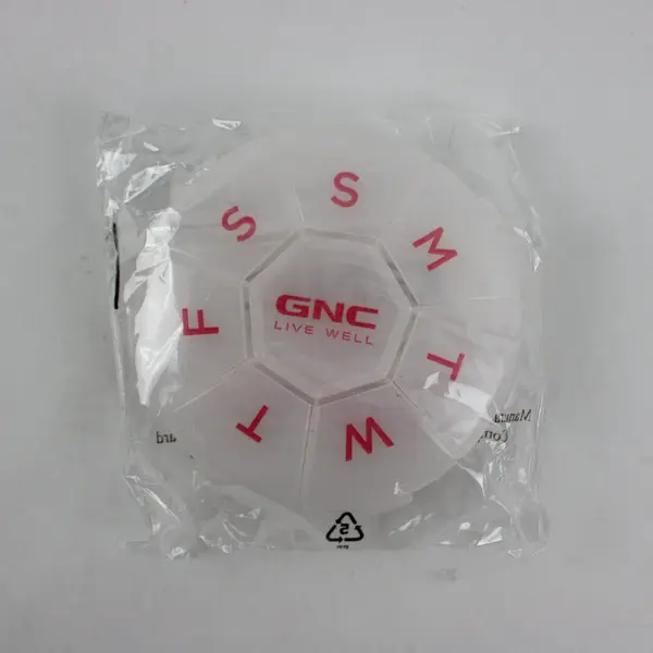 GNC Round Pill Organizer Medication Travel Case 