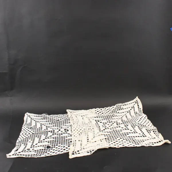 Lot of 2 White Filet Crochet Doilies 12.5 x 12.5 Inch