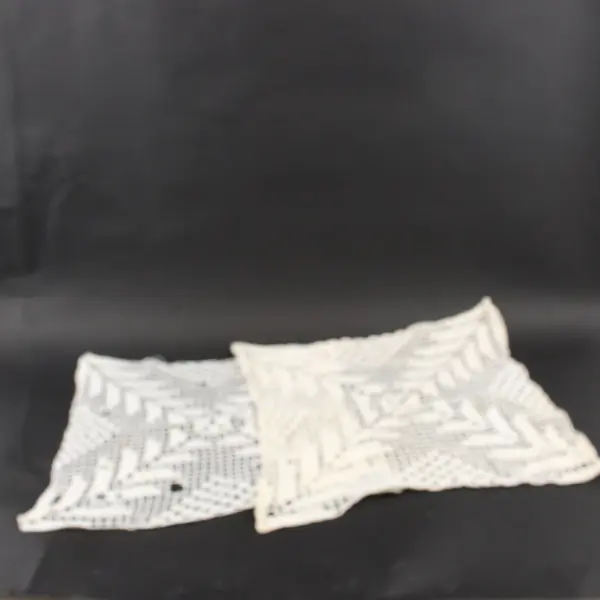 Lot of 2 White Filet Crochet Doilies 12.5 x 12.5 Inch