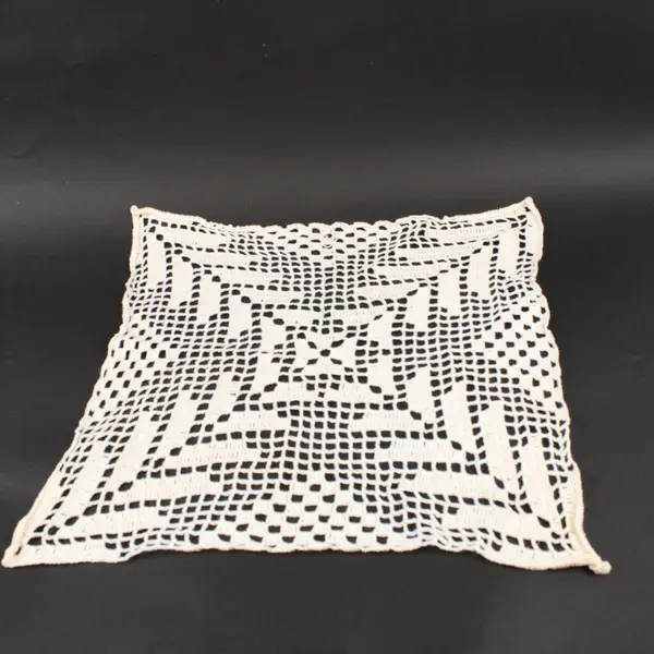 Lot of 2 White Filet Crochet Doilies 12.5 x 12.5 Inch