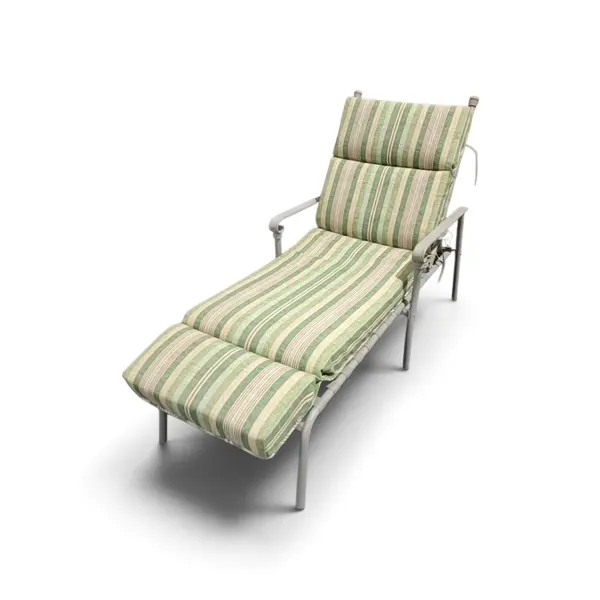 Allen Roth Patio Chaise Lounge Chair w/ Cushion Green Stripe - Local Pickup Only