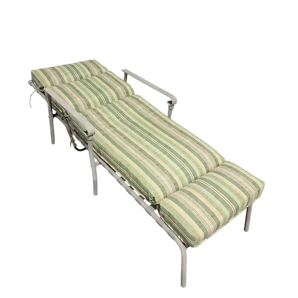 Allen Roth Patio Chaise Lounge Chair w/ Cushion Green Stripe - Local Pickup Only