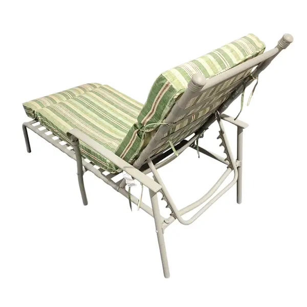 Allen Roth Patio Chaise Lounge Chair w/ Cushion Green Stripe - Local Pickup Only