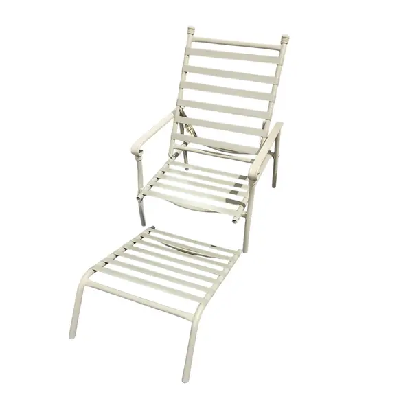 Allen Roth Patio Chaise Lounge Chair w/ Cushion Green Stripe - Local Pickup Only