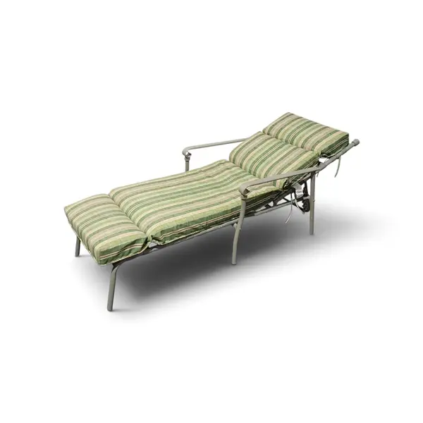 Allen Roth Patio Chaise Lounge Chair w/ Cushion Green Stripe - Local Pickup Only