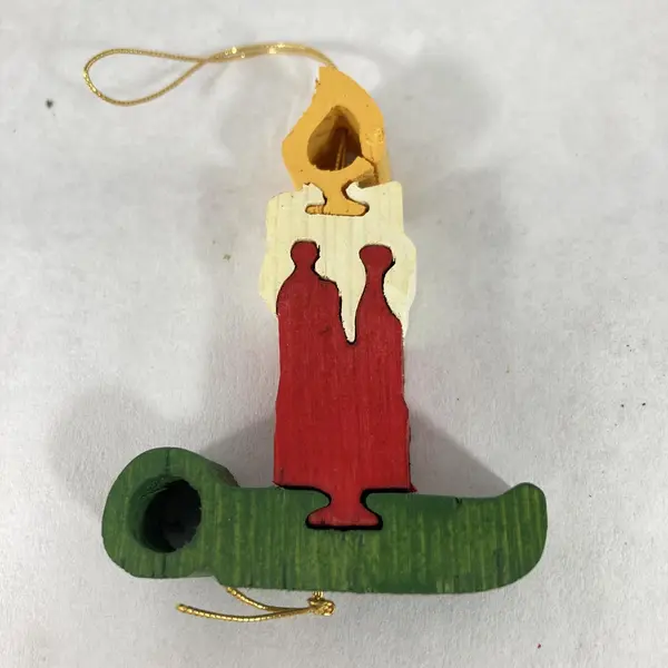 Set of 7 Assorted Handmade Wood Puzzle Christmas Ornaments Santa Tree Soldier