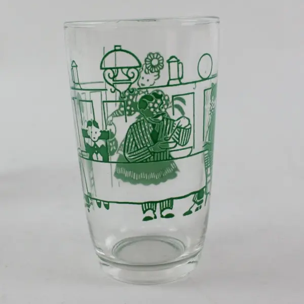 Set of 2 Swanky Swigs Vintage 1950s Beverage Glasses Blue Green 3.12"