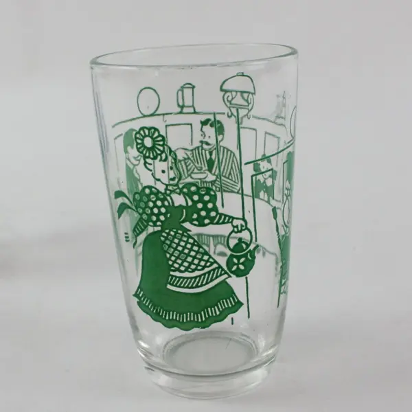 Set of 2 Swanky Swigs Vintage 1950s Beverage Glasses Blue Green 3.12"