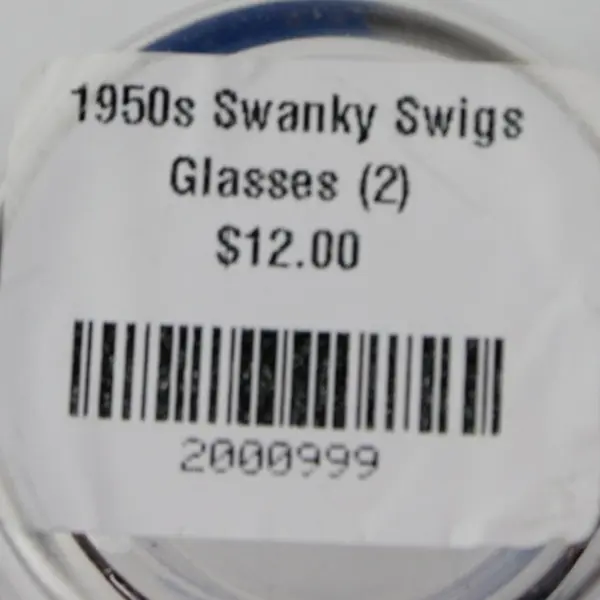 Set of 2 Swanky Swigs Vintage 1950s Beverage Glasses Blue Green 3.12"