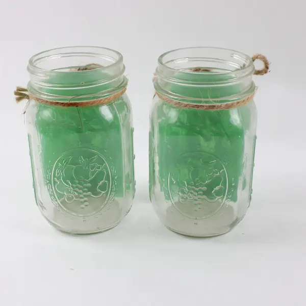 Ball Painted Green Mason Jar Set of 2 Twine Farmhouse Decor