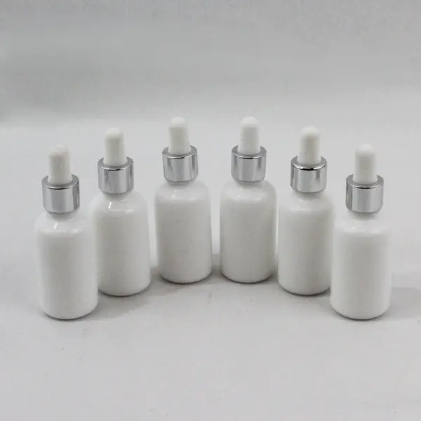 Lot of 6 White 30mL Glass Dropper Bottles Empty for Cosmetic Oils