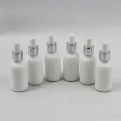 Lot of 6 White 30mL Glass Dropper Bottles Empty for Cosmetic Oils