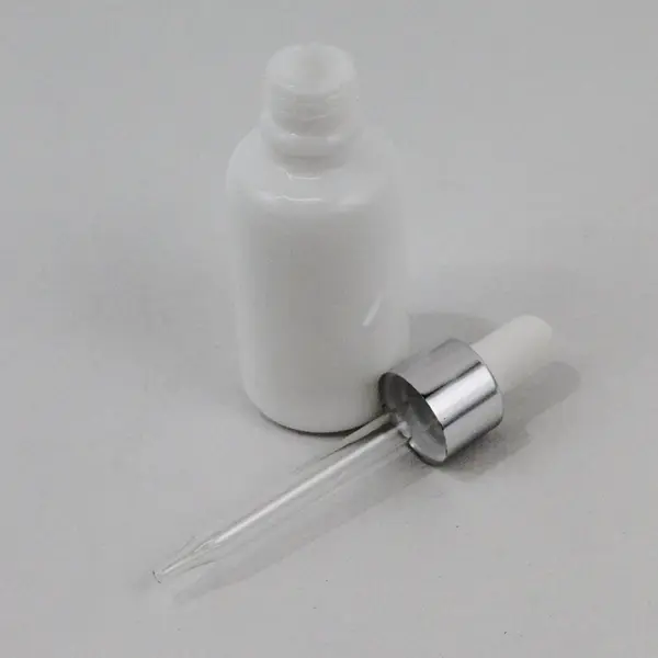Lot of 6 White 30mL Glass Dropper Bottles Empty for Cosmetic Oils
