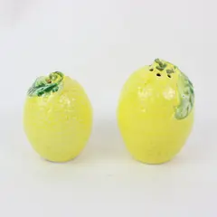 Yellow Lemon Shaped Salt & Pepper Shakers Set of 2 Ceramic