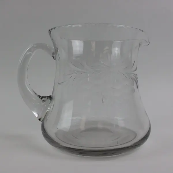 Clear Glass Pitcher Etched Sunflower 1 Quart  