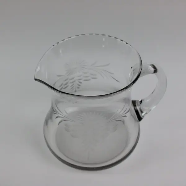 Clear Glass Pitcher Etched Sunflower 1 Quart  