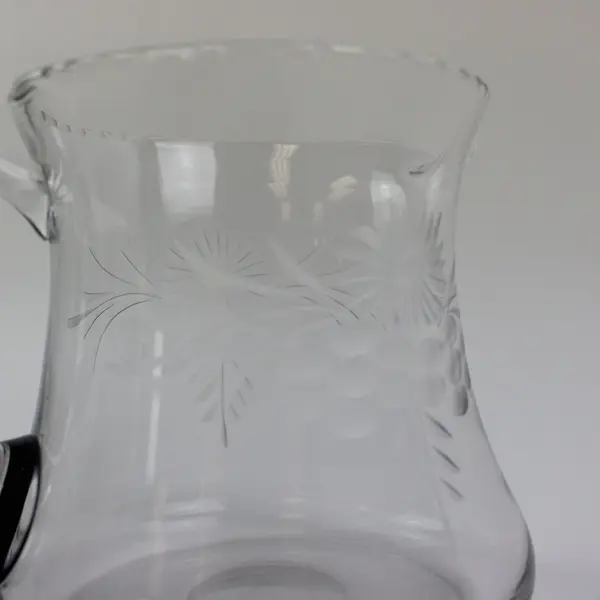 Clear Glass Pitcher Etched Sunflower 1 Quart  