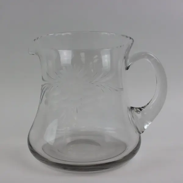 Clear Glass Pitcher Etched Sunflower 1 Quart  
