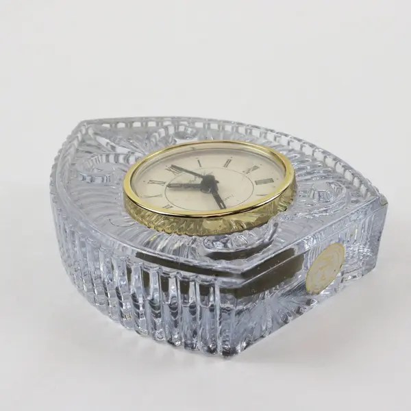 Hausen Crystal Clear 24% Lead Crystal Arch Quartz Tabletop Desk Clock