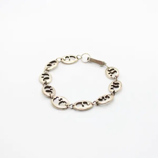 925 Sterling Silver Oval Link Elephant Cutout Bracelet 7.5 Inch Secure Clasp