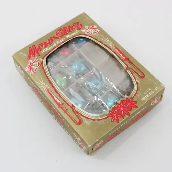33 Vintage Miro Star Red Blue Green Glass Christmas Ornaments Original Boxes