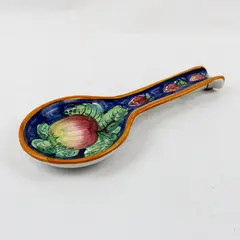 Italian Ceramic Blue Fruit Spoon Rest Hand Painted Arts & Crafts Il Poliziano