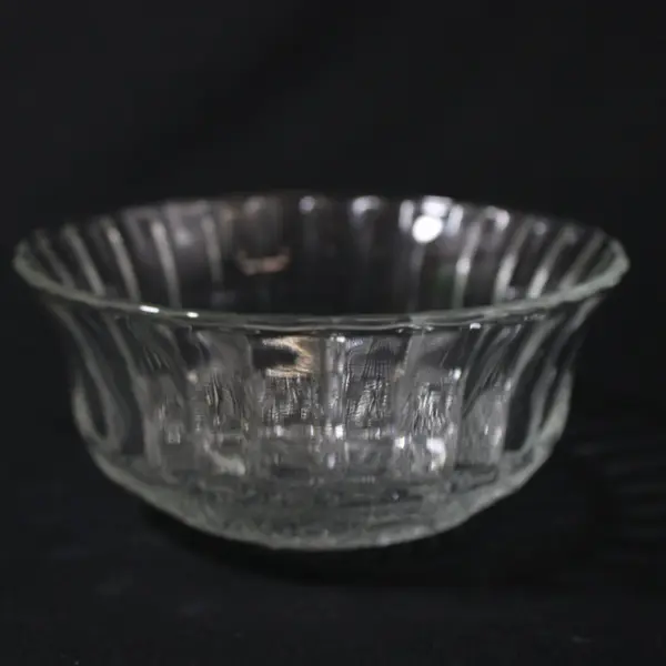 KIG Indonesia Vintage Clear Glass Fleur de Lis Dessert Bowl 4.5"