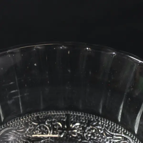 KIG Indonesia Vintage Clear Glass Fleur de Lis Dessert Bowl 4.5"