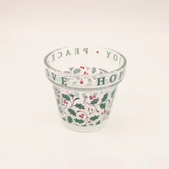 AGC Inc Holiday Glass Votive Candle Holder Peace Joy Hope Love Holly