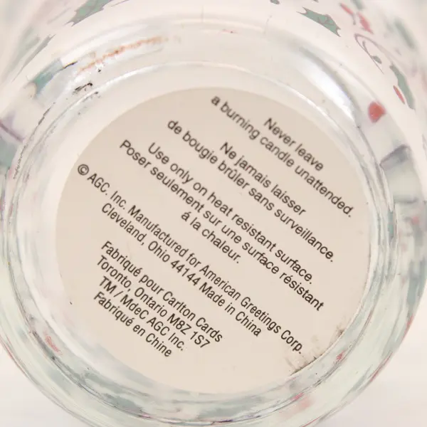 AGC Inc Holiday Glass Votive Candle Holder Peace Joy Hope Love Holly