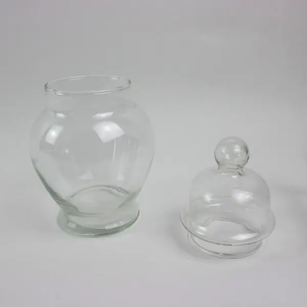 Clear Glass Apothecary Candy Jar Removable Lid Ginger Jar 7.25in