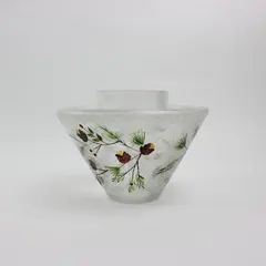 Crackle Glass Candle Jar Shade Topper Pinecone Pattern 4.5in