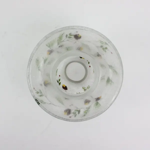 Crackle Glass Candle Jar Shade Topper Pinecone Pattern 4.5in