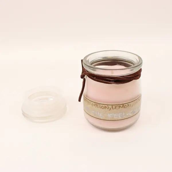 Handmade Pink Scented Candle Watermelon Lemon Mint Glass Jar Decor Gift
