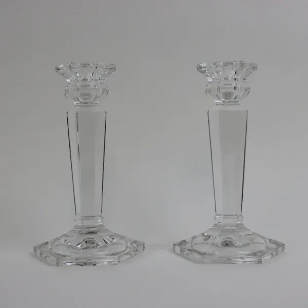 Mikasa Cambridge Crystal Clear Glass 6.5 in Faceted Taper Candlestick Pair
