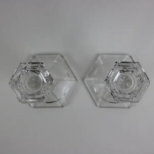 Mikasa Cambridge Crystal Clear Glass 6.5 in Faceted Taper Candlestick Pair