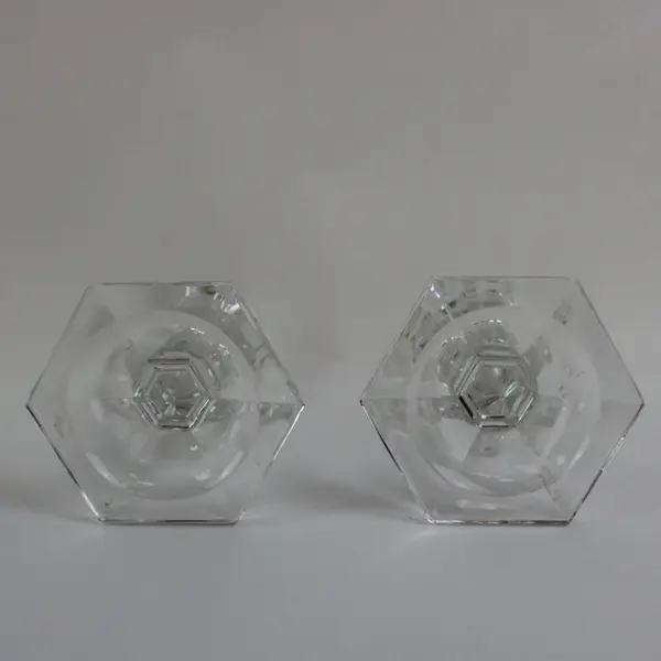 Mikasa Cambridge Crystal Clear Glass 6.5 in Faceted Taper Candlestick Pair