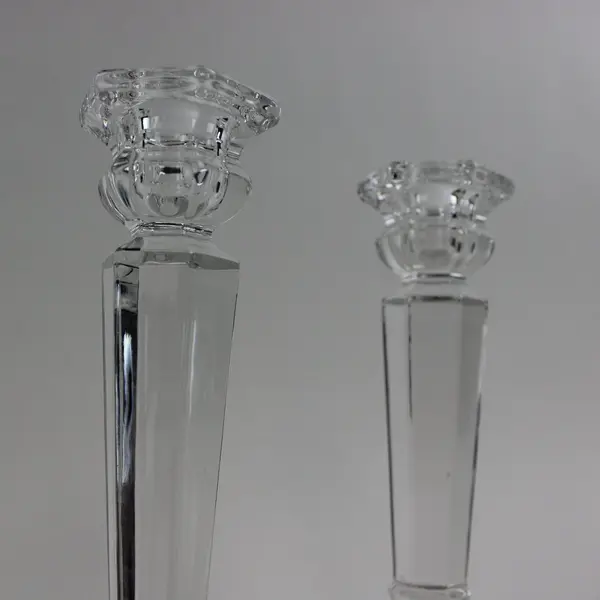 Mikasa Cambridge Crystal Clear Glass 6.5 in Faceted Taper Candlestick Pair
