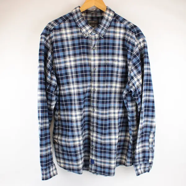 Lot of 3 Eddie Bauer Men's XL Flannel Shirts Blue Yellow FLAWED